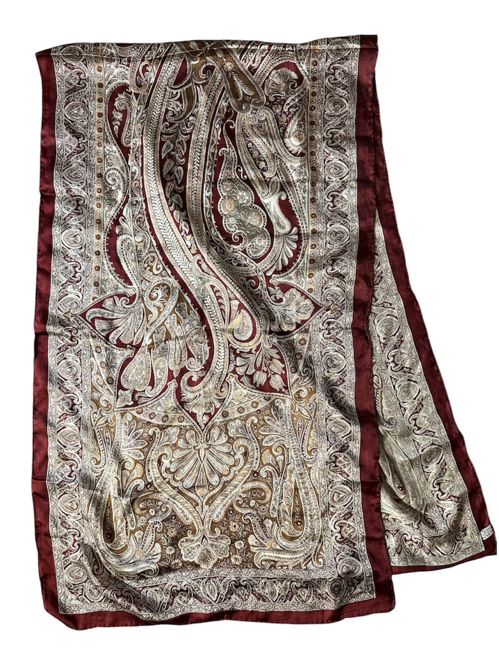 Luxury Paisley Print Soft 100% Silk Scarf 20” x 70”